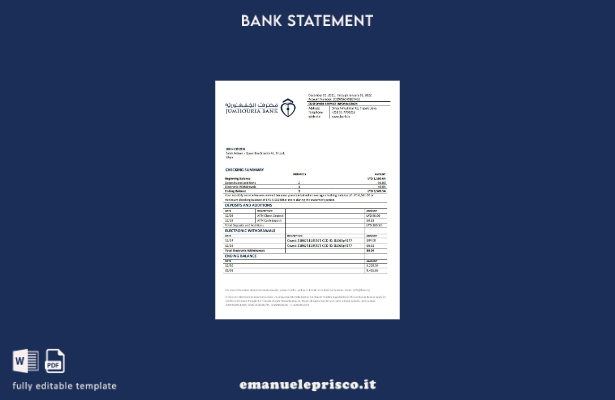 modello word di estratto conto bancario Libia Jumhouria in stile verificato